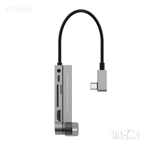 USB C хъб, Baseus 6-в-1, 4K HDMI, USB-C PD зареждане, SD/Micro Card Reader, USB 3.0 и 3.5 мм, снимка 5 - Други - 52124341
