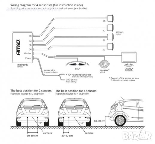 3000051664 Комплект парктроник Amio, Parking sensor, Четири ултразвукови сребърни сензора, Удобен ди, снимка 2 - Аксесоари и консумативи - 29747514