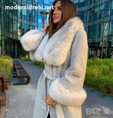 Луксозно палто от кашмир и лисица. , снимка 3 - Палта, манта - 29647952
