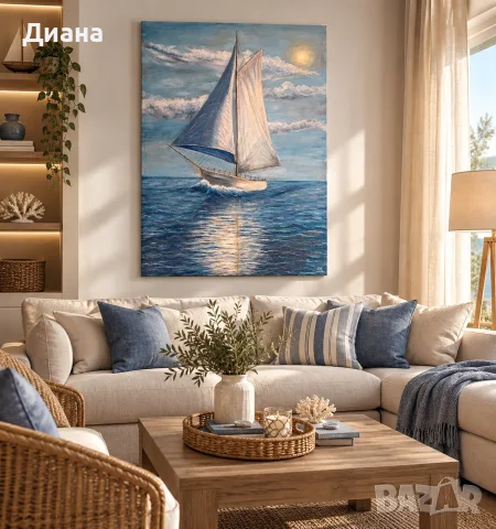 картина Лодка в тихо море, снимка 2 - Картини - 55988913