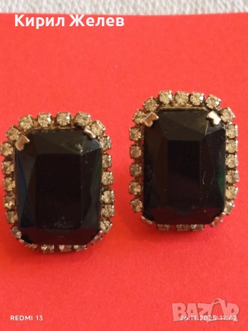 Обеци с черни камъни ОНИКС и диаманти закопчаване тип пиронче 37585, снимка 8 - Обеци - 52546529