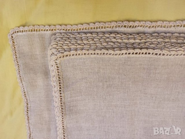 Ленени подложки за хранене с дантела на една кука. , снимка 3 - Покривки за маси - 35550324