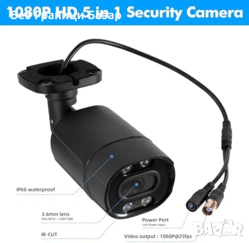 Нова 1080p охранителна камера, нощно виждане, водоустойчива, BNC, снимка 2 - IP камери - 48892724