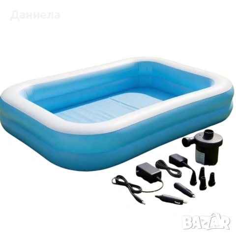 Надуваем семеен басейн 200x150 см + компактна електрическа помпа, снимка 8 - Басейни и аксесоари - 54286661