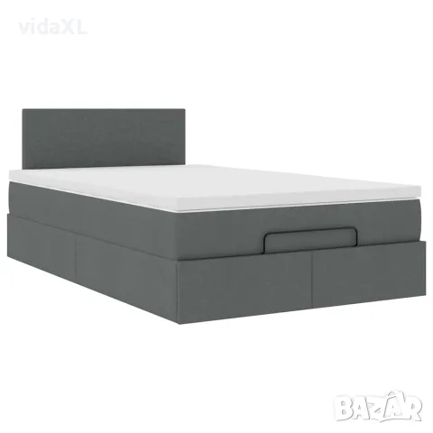 vidaXL Османска легло с матрак, тъмносиво, 120x200 см, плат, снимка 6 - Спални и легла - 56147046