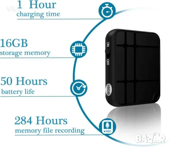 Цифров диктофон /мини/16GB Професионален стерео запис с едно докосване до 50 часа запис, снимка 4 - Други - 48087874