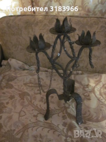 голям свещник от ковано желязо, снимка 2 - Други ценни предмети - 42540864