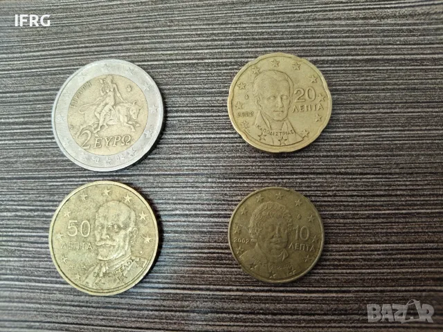Евро монети от Гърция с буква в звездата, снимка 2 - Нумизматика и бонистика - 56347303