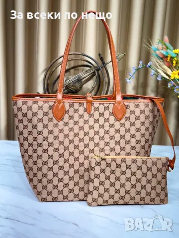 Gucci Стилна Дамска Чанта Тип Тоут С Монограм И Малък Несесер Към Тях-Различни Цветове Код SEM-656, снимка 9 - Чанти - 55931420
