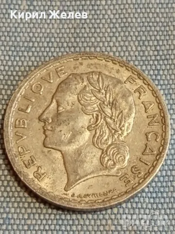 Две монети 5 франка 1949г. Франция - 1 франк 1944г. Франция за КОЛЕКЦИЯ ДЕКОРАЦИЯ 30338, снимка 4 - Нумизматика и бонистика - 48659963