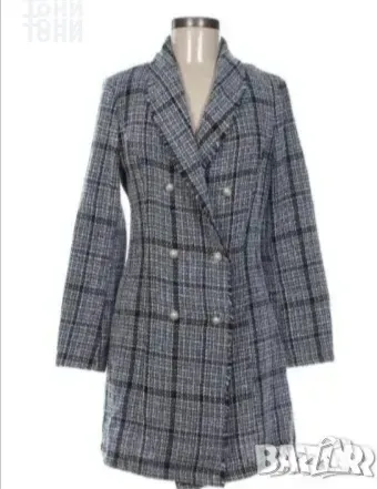 Ново Елегантно Дамско Карирано Палто М