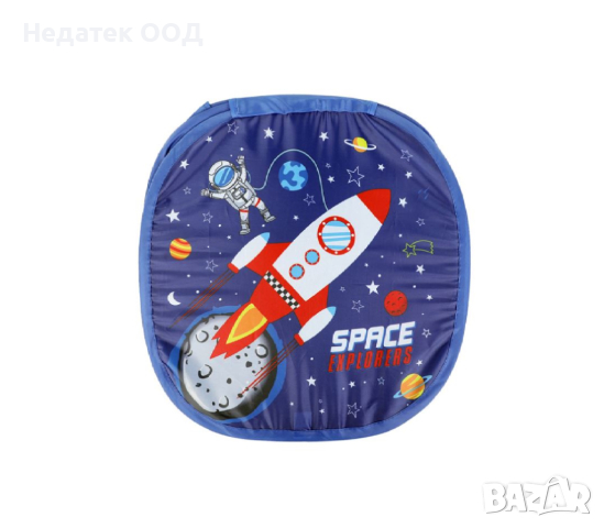 Платнена кутия за играчки, с капак, Ракета, 45x45x45 см