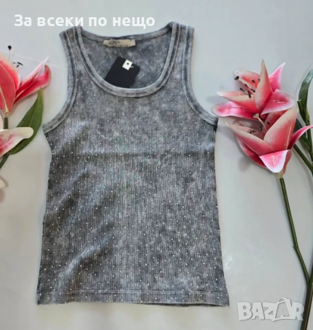 Дамски Ежедневен Спортен Летен Потник С Апликация От Камъни - 2 Цвята Код VL-97, снимка 4 - Потници - 50828885