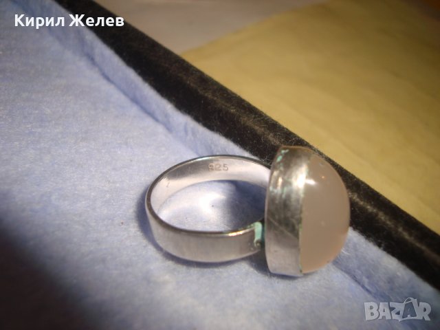 СРЕБЪРЕН СКЪПОЦЕНЕН АР ДЕКО СТИЛ ПРЪСТЕН СРЕБРО 925 АНГЛИЯ с ШЛИФОВАН ЛУНЕН КАМЪК 27237, снимка 11 - Пръстени - 36848371