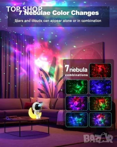 Нов детски Проектор Астронавт, Небесни Звезди и Небула с Дистанционно, снимка 3 - Пана - 49265154