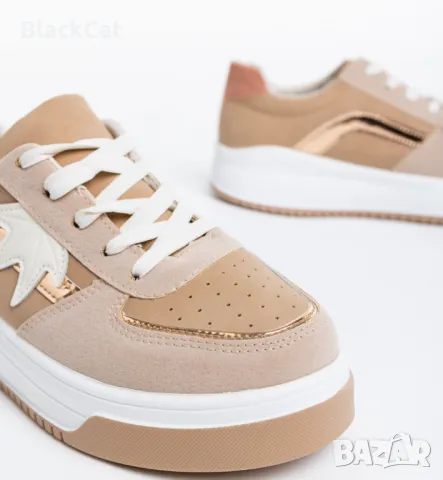 Дамски Спортни Обувки В Бежов Цвят, снимка 2 - Маратонки - 47857431