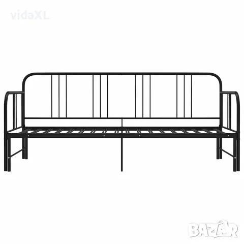 vidaXL Разтегателна кушетка рамка за легло черна метал 90x200 см, снимка 5 - Спални и легла - 56146796