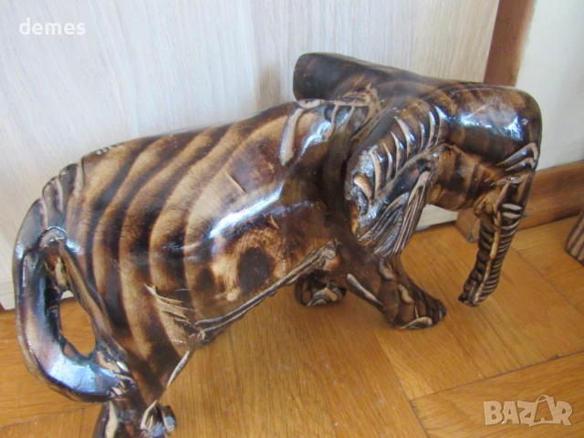 Слон -дървена фигура от махагон, Етиопия, снимка 8 - Статуетки - 50992401