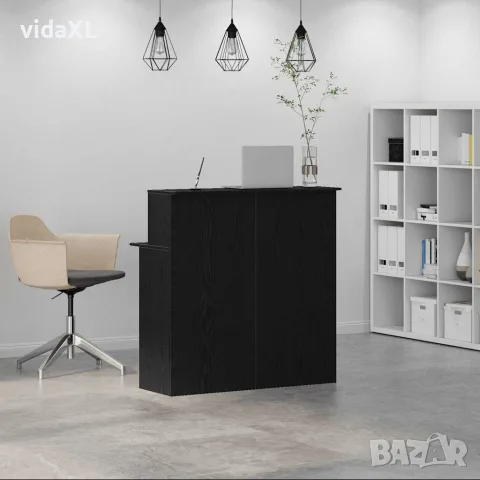 vidaXL Рецепционно бюро черно 100x50x103,5 cm Инженерна дървесина, снимка 3 - Бюра - 56148291