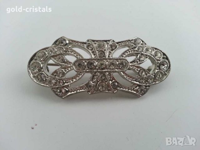Ретро брошка с камъчета, снимка 4 - Антикварни и старинни предмети - 29631048