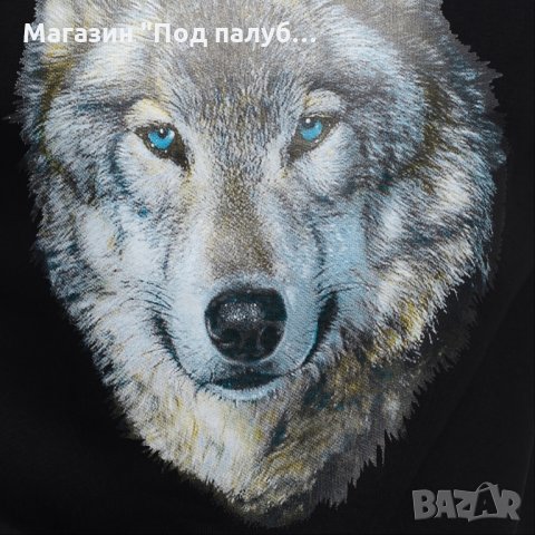 Нов мъжки суичър с трансферен печат Вълк със сини очи, Серия вълци, снимка 2 - Суичъри - 27757213