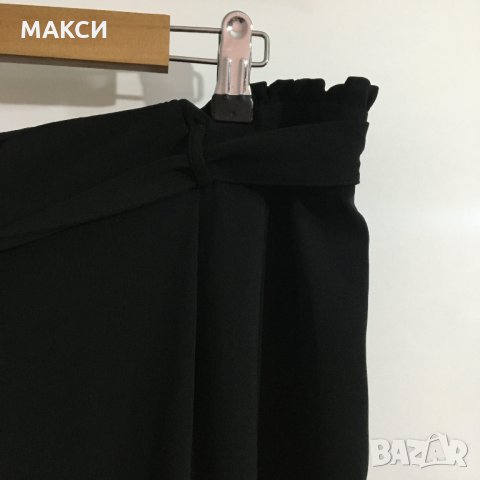 Марков макси ефектен 3/4 панталон с ластичен колан в черно, снимка 3 - Панталони - 31708922