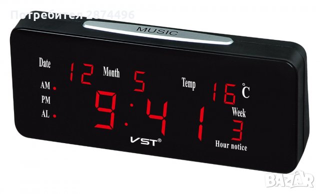 Настолен часовник с термометър, календар и 2 аларми Код 763, снимка 2 - Други стоки за дома - 30912812