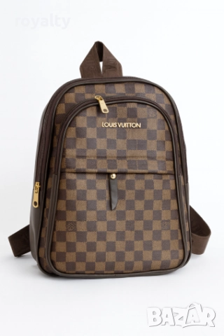 Louis Vuitton Кафява Дамска Кожена Раница 