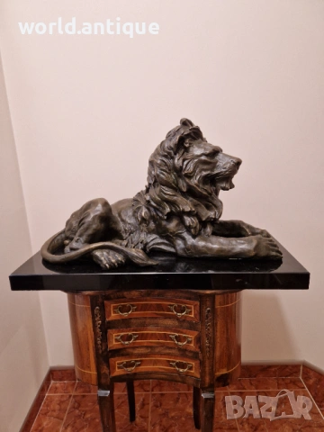 Уникална голяма антикварна бронзова френска фигура пластика статуетка 