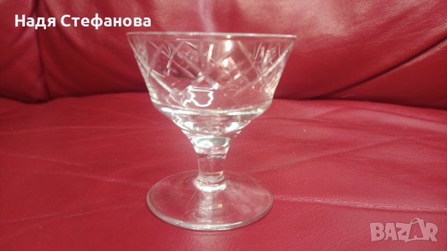 Кристални чашки за концентрат, гравюра, столче, 50 мл, 6 бр комплект, снимка 6 - Чаши - 44193539