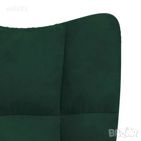 vidaXL Люлеещ се стол с табуретка, тъмнозелен, кадифе, снимка 10 - Столове - 56146936