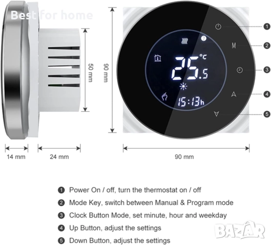Умен WiFi сензорен термостат, снимка 5 - Друга електроника - 52693666
