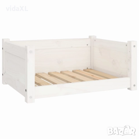  vidaXL Кучешко легло, бяло, 65,5x50,5x28 см, бор масив(SKU:821448), снимка 1