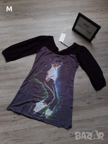 Нова колекция блуза Michael Jackson в бял цвят с камъни на намаление, снимка 2 - Блузи с дълъг ръкав и пуловери - 29442706