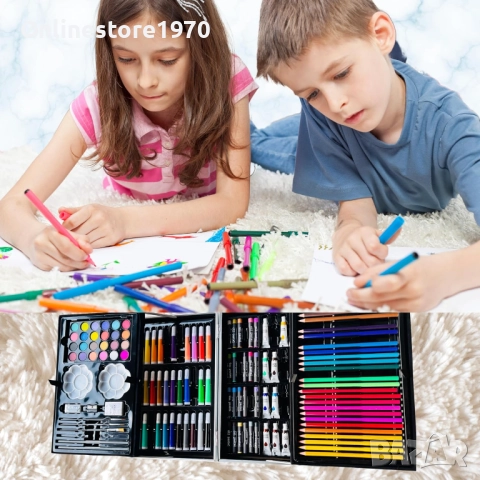 Детски комплект за рисуване RAGI, 145 части, в куфарче, розов -20 % намаление , снимка 4 - Образователни игри - 52517079