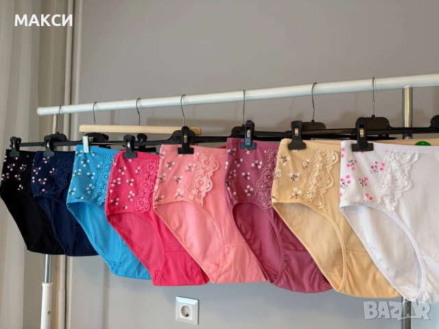 Макси красиви висококачествени памучни еластични бикини с висока талия в различни цветове +дантелка