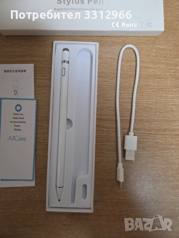 Активен капацитивен стилус AICase с фин връх за сензорни екрани. Марка: AICase., снимка 2 - Друга електроника - 53891874