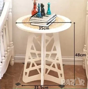 Стилна малка масичка за кафе, Кръгла, Подходяща за тераса или балкон, снимка 6 - Маси - 51101245