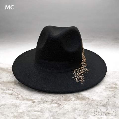 Дамска шапка федора, снимка 2 - Шапки - 52641570