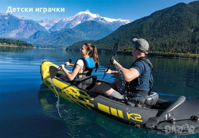 Надуваем каяк Intex Explorer K2, двоен, PVC, 312 см, с гребло, с помпа, снимка 2 - Водни спортове - 49981863