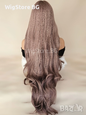 Сиво-лилава къдрава перука с бретон , снимка 5 - Аксесоари за коса - 52509169