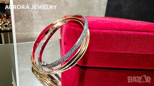 CARTIER Trinity Half Paved Diamond Дамска Гривна, снимка 2 - Гривни - 56018290