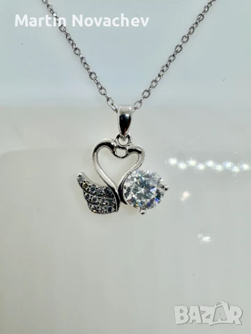 Сребърно колие с мойсанит (Диамант) 1 карат, снимка 4 - Колиета, медальони, синджири - 51370958