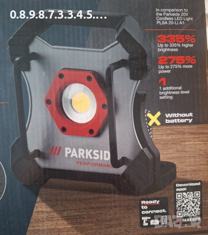 супер мощен акумулаторен прожектор на Parkside Performance 20V PPBSTA 20-li A1 