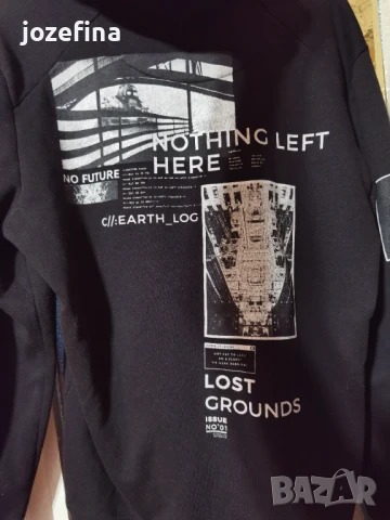 Мъжки черен памучен дебел суитчър с качулка, снимка 5 - Суичъри - 51027032