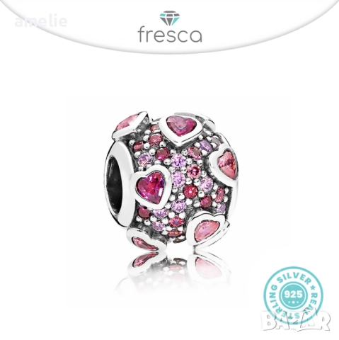 Ликвидация! Колекция талисмани Pink Love Fresca по модел тип Pandora Пандора с печат S925, снимка 6 - Други - 52839478