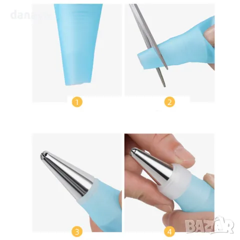 5742 Комплект сладкарски пош с накрайници адаптор и щипка, 9 части, снимка 4 - Прибори за хранене, готвене и сервиране - 49125192