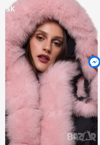 Яке в бебешко розово с естествен пух, снимка 4 - Якета - 52453328