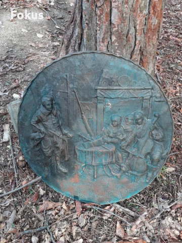 Огромно старо медно пано за стена - картина, снимка 3 - Антикварни и старинни предмети - 50989553