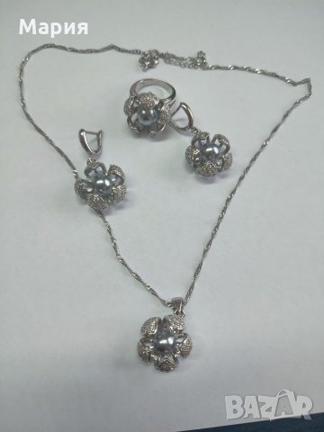 Комплект със сиви перли, снимка 6 - Бижутерийни комплекти - 35602868